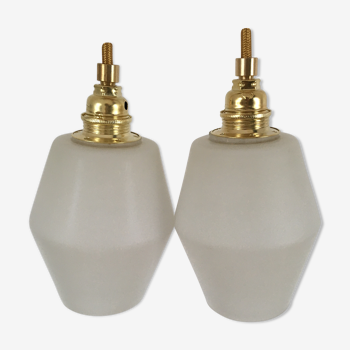 Pair of frosted glass walking lamps