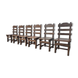 Set of 6 Brutalist Dining Chairs in Belgian Oak, 1965