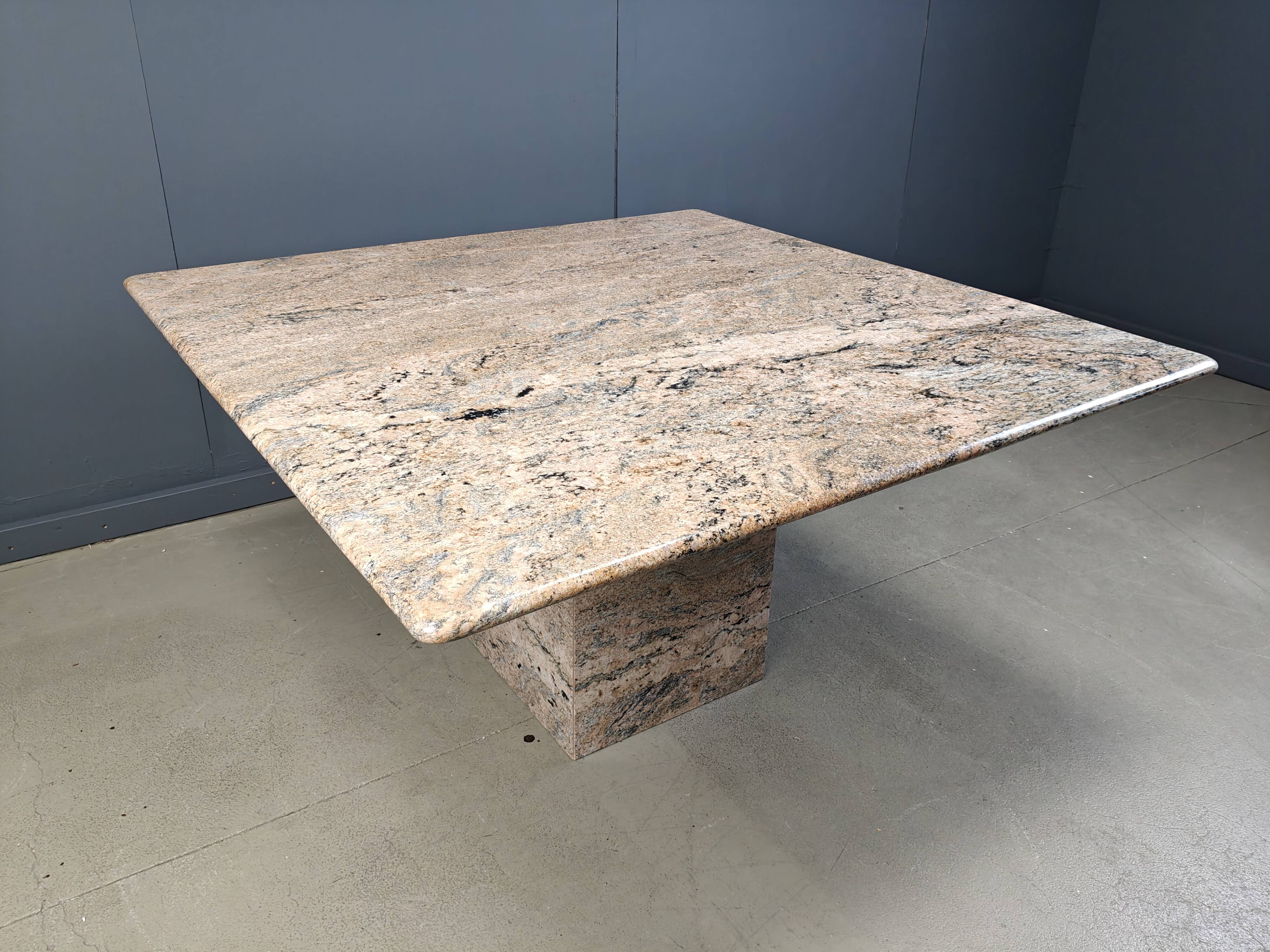 Vintage square granite dining table, 1970s