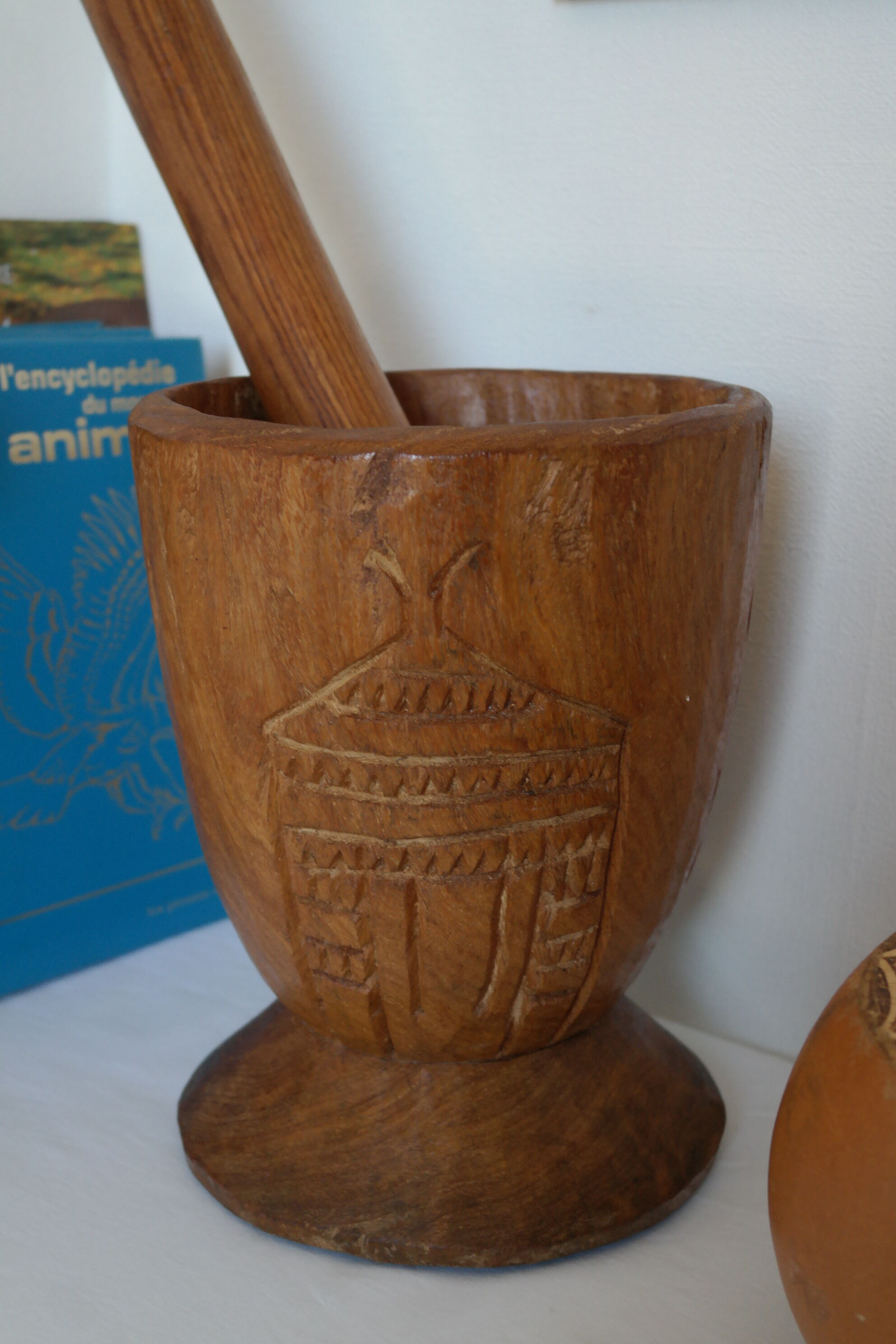 Mortar and pestle made of exotic African wood