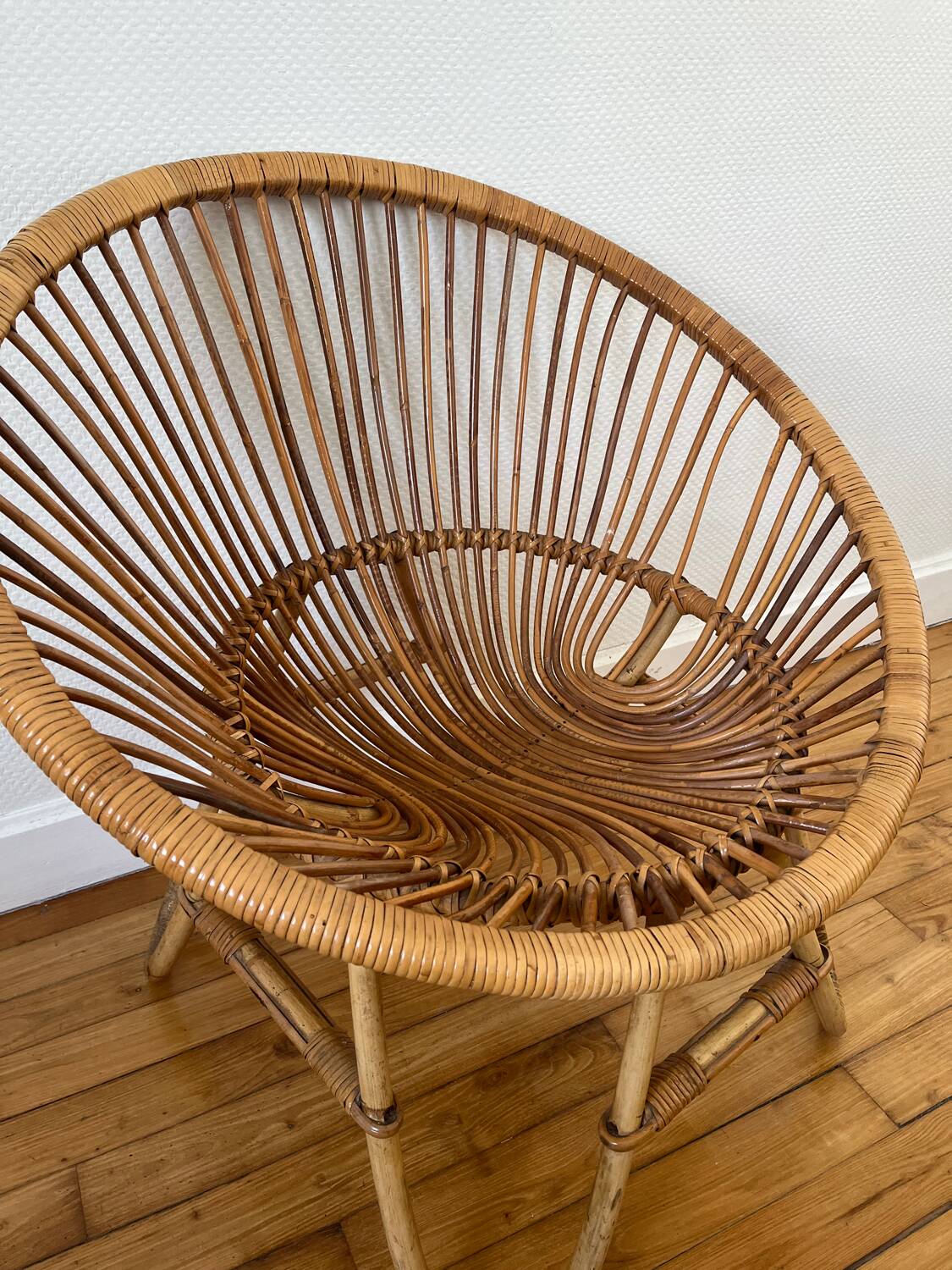 Vintage rattan basket chair