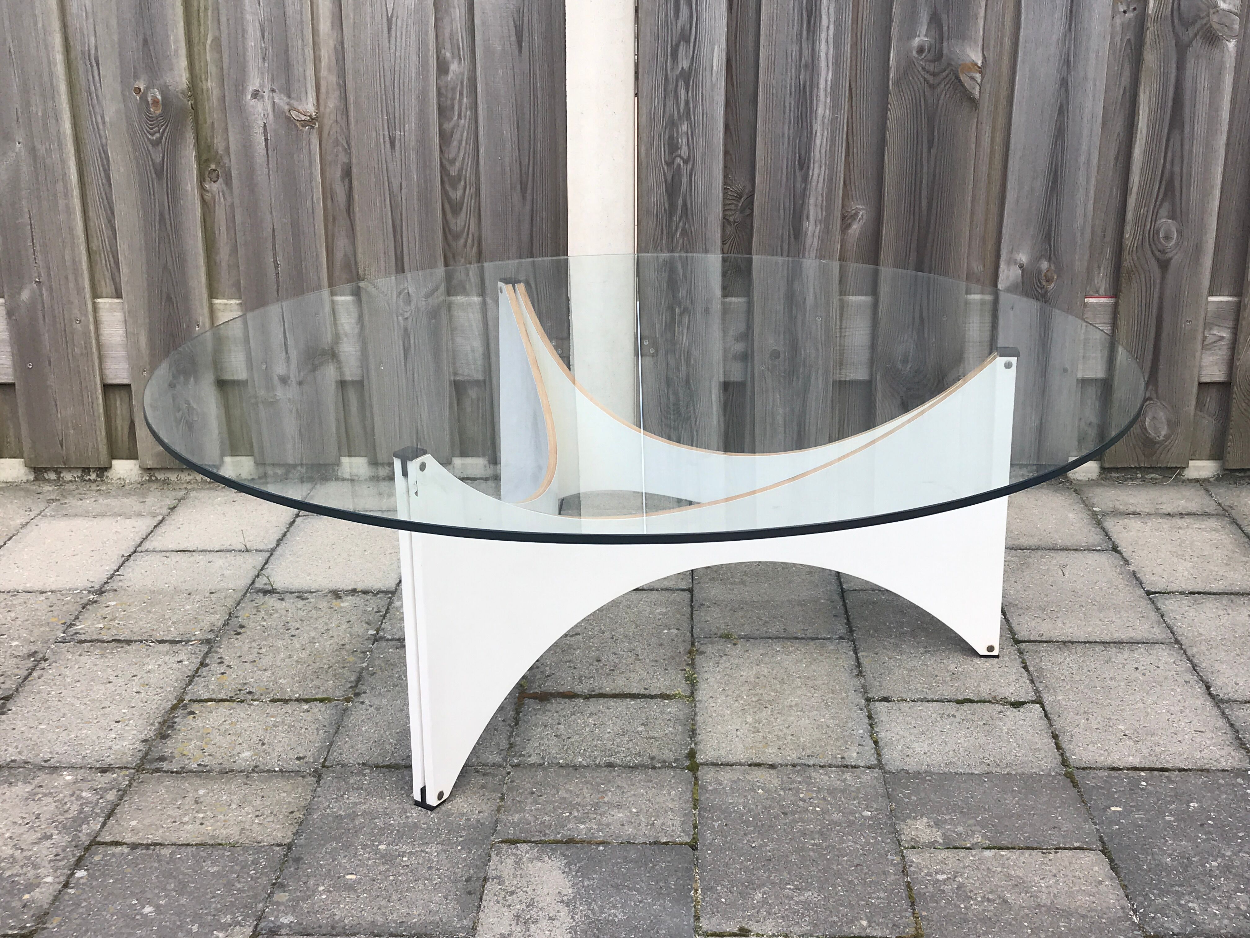 TZ75 round glass coffee table by Werner Blaser for 't Spectrum 1960s