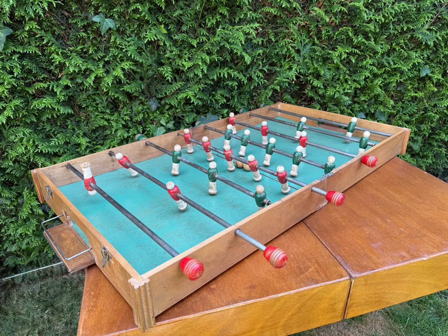 Old foldable table football, 1950s.
