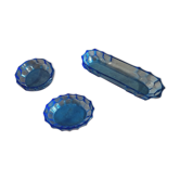 Vide poches porte savon récipients en verre bleu ancien vintage dp 0222f075