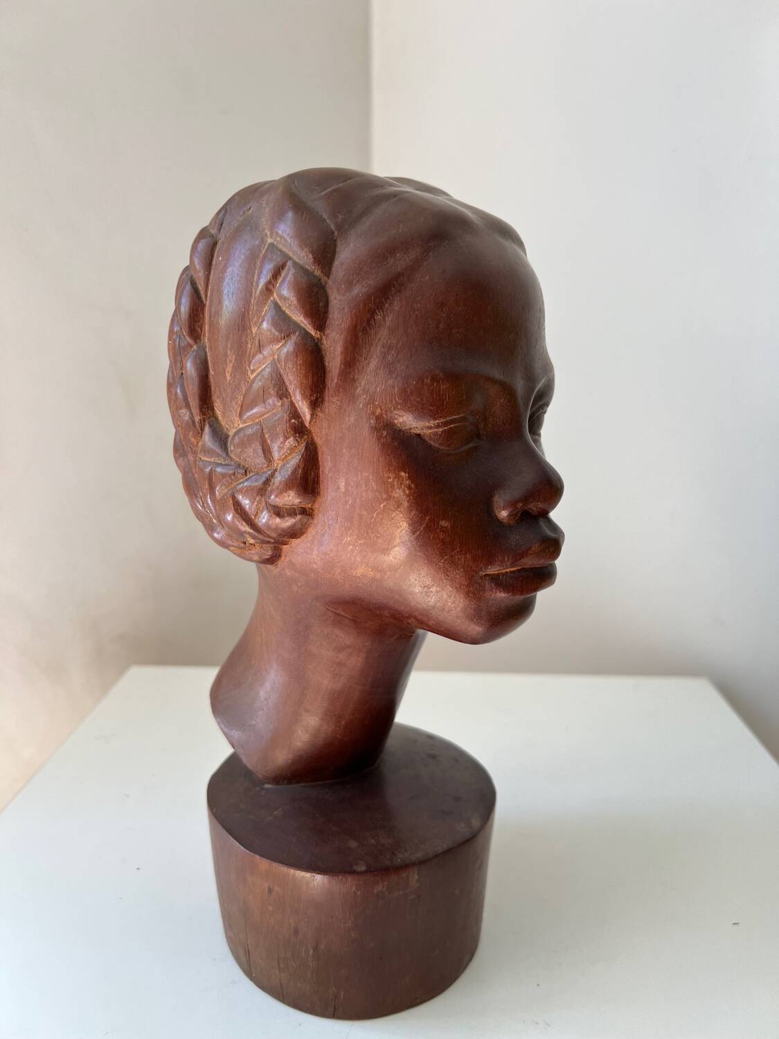 Art Deco bust of a young African woman, 1930s, wood