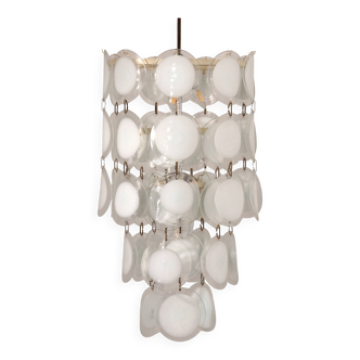 Italian mid-century Murano, Venetian glass disc chandelier by Vistosi