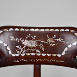 4 Asian armchairs in carved wood and mother-of-pearl inlaid, early twentieth century