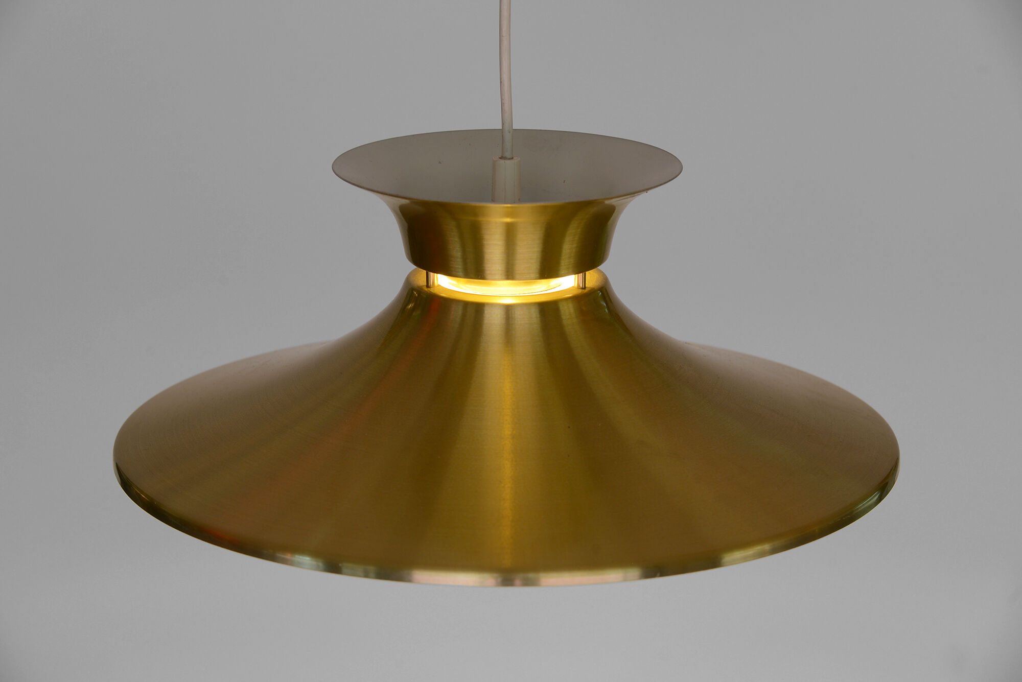 Brass colored aluminium pendant light, Denmark 1970s