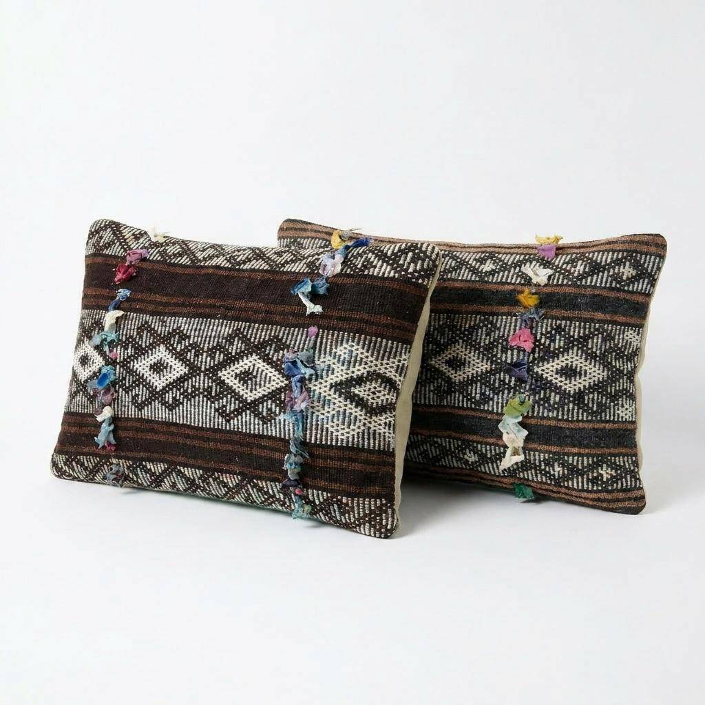 Set of 2 vintage kilim cushion covers 38x61 cm