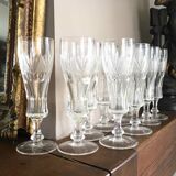 10 Bohemian flutes cut crystal