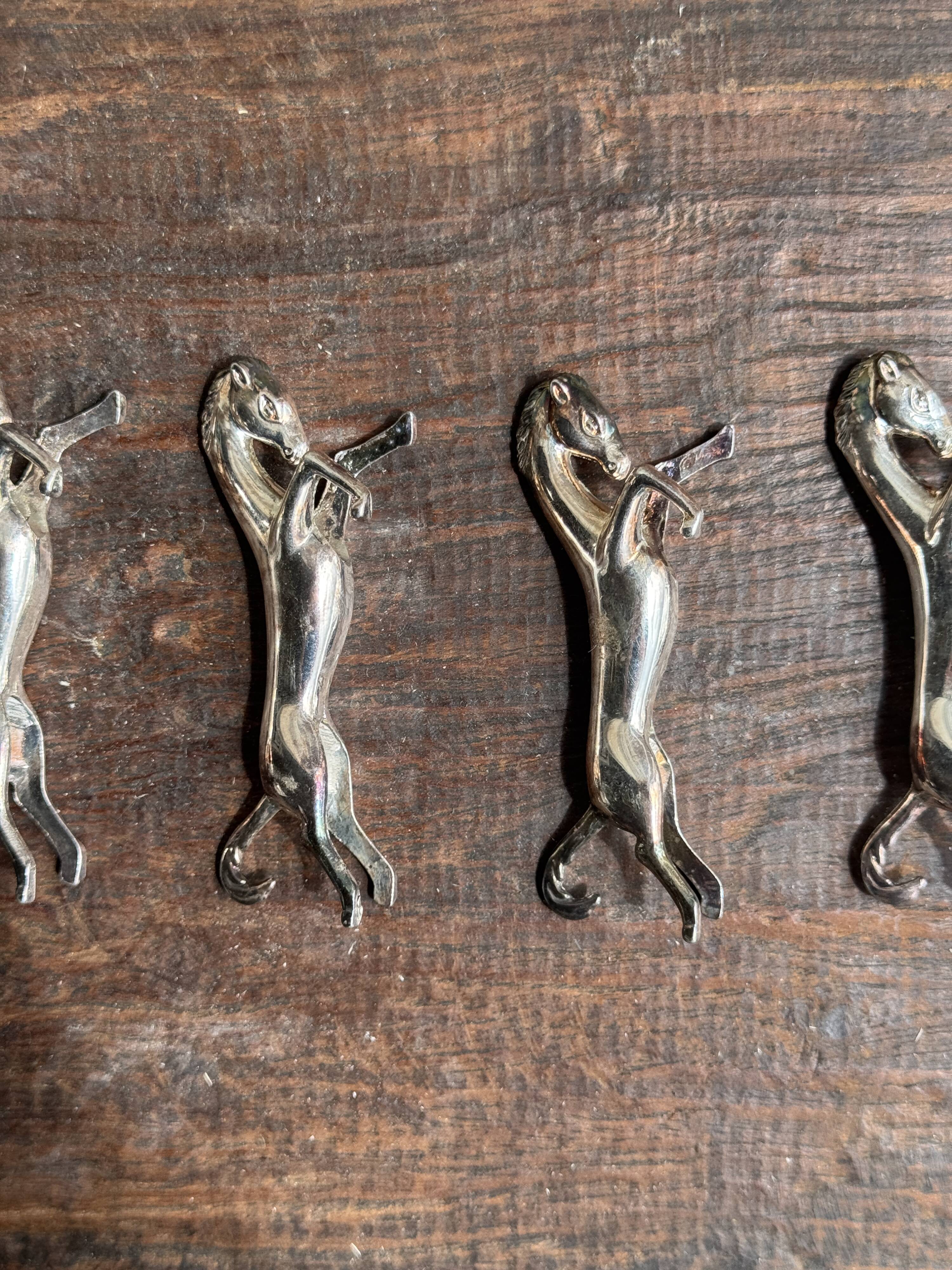 Set of 6 silver-plated horse knife rests L8 H2