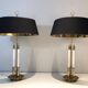 Pair of Brass and White Lacquer Table Lamps, Neoclassical Style, Tr