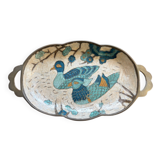 Enameled brass tray