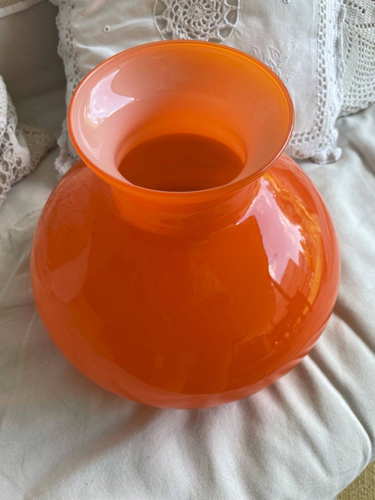 Vintage globe in orange opaline