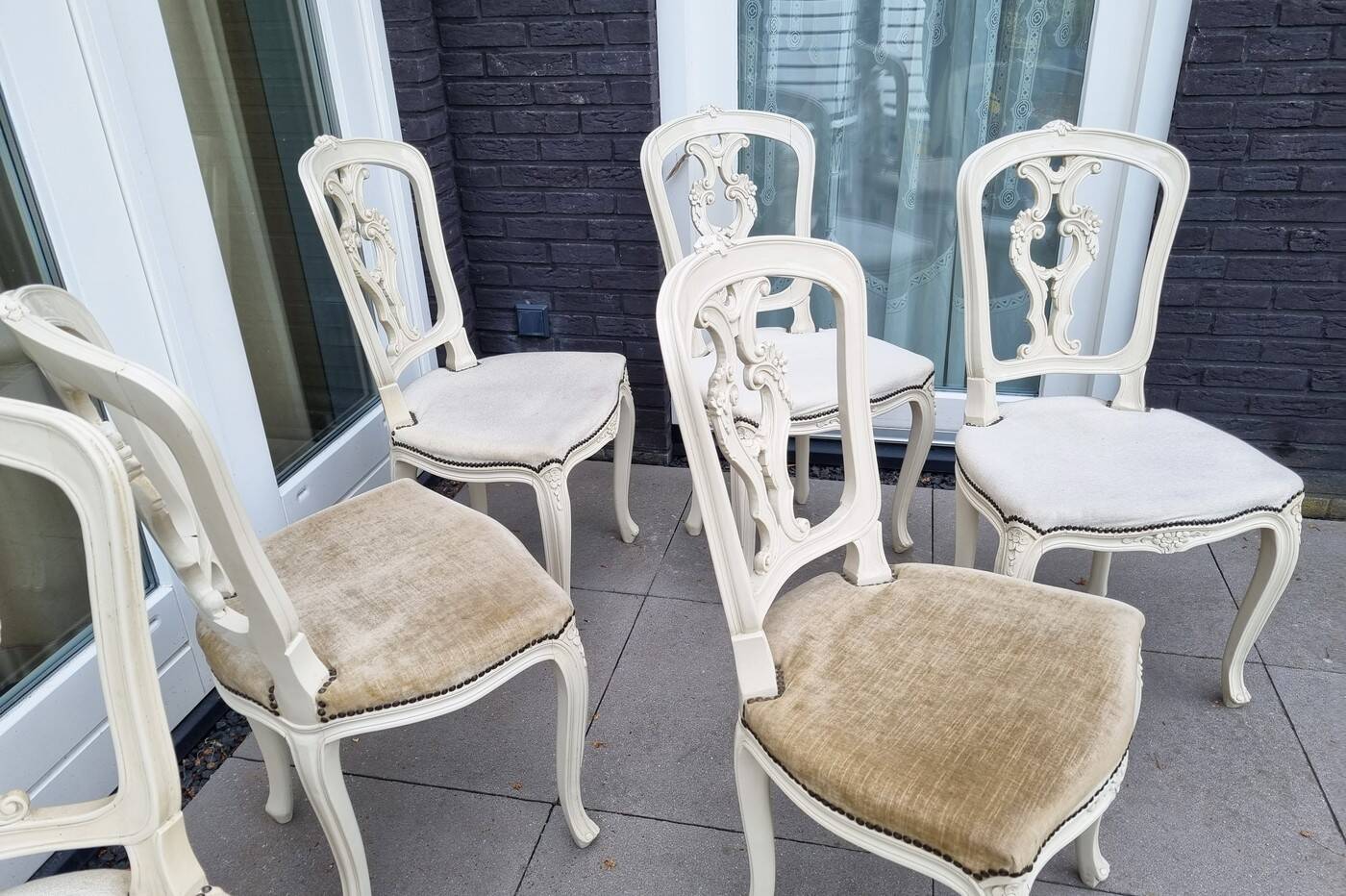 Louis XV Baroque Style Lacquered Chairs, Set of 2