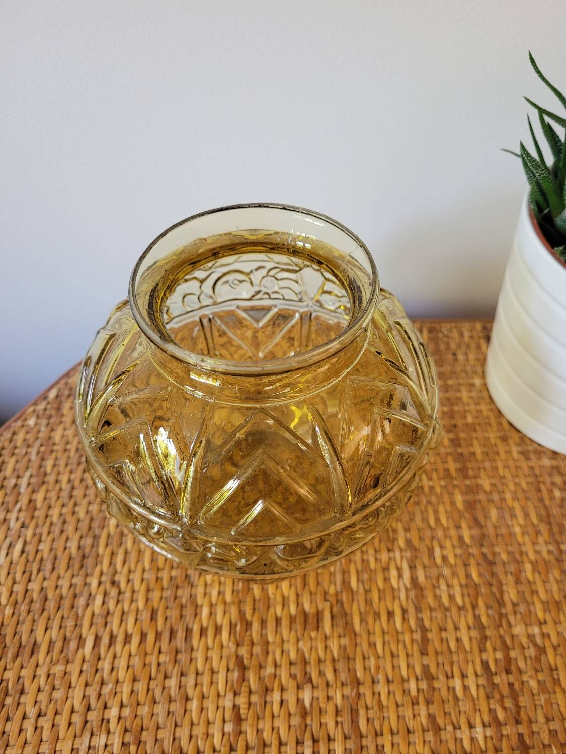 Yellow art deco ball vase
