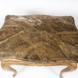 Rococo side table with marbled tabletop and frame of gilded wood, 1860s