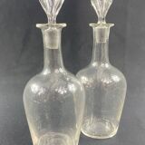Paire de carafes en cristal XIXe pour cave à liqueur