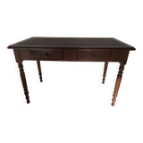 wooden desk, green leather top