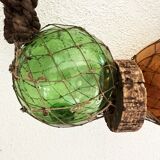 Fishing floats made of blown glass, cork, and rope. France, 1960s.