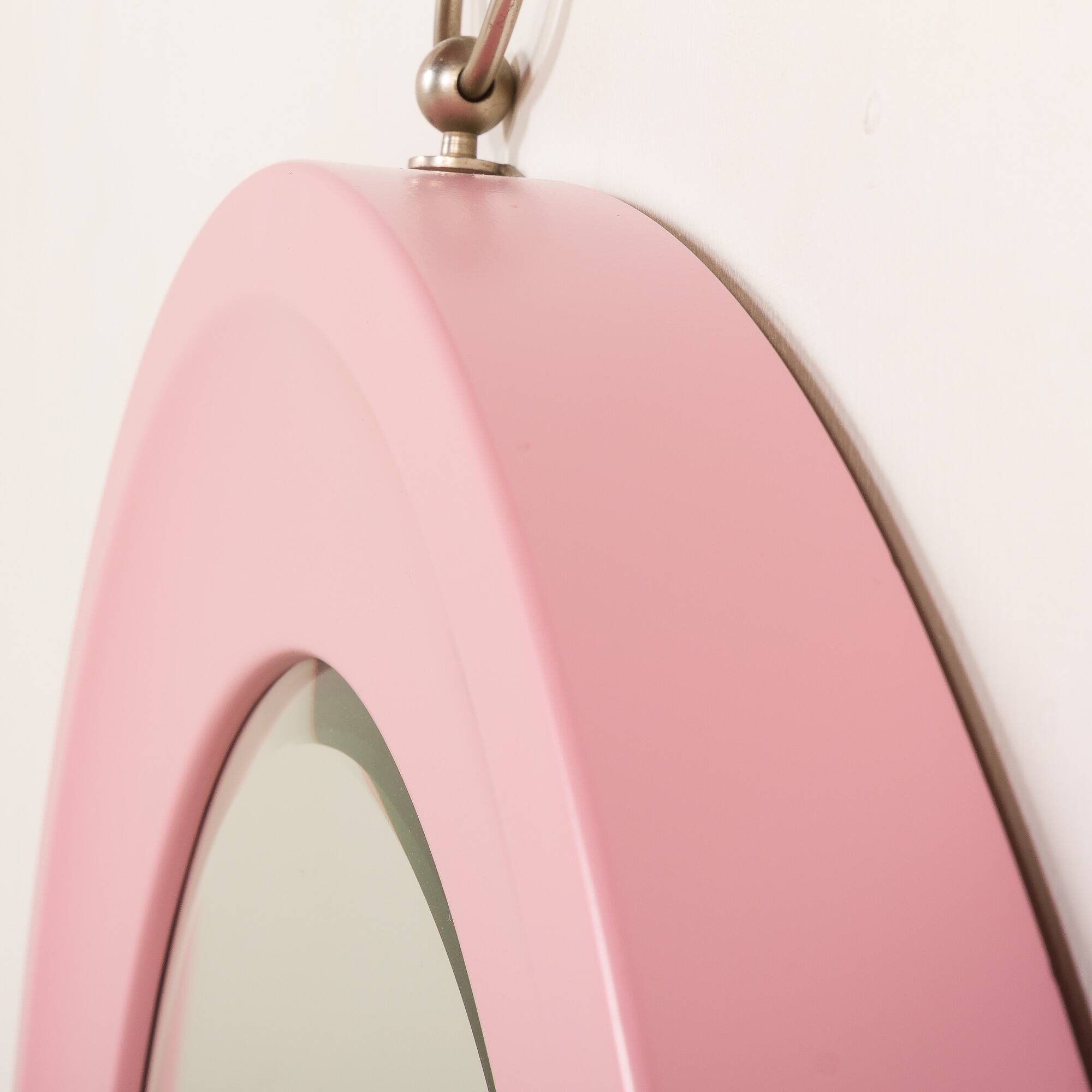 Italian pink mirror in the style of Artemide, 1970s