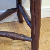 Artisanal brutalist tripod wooden stool