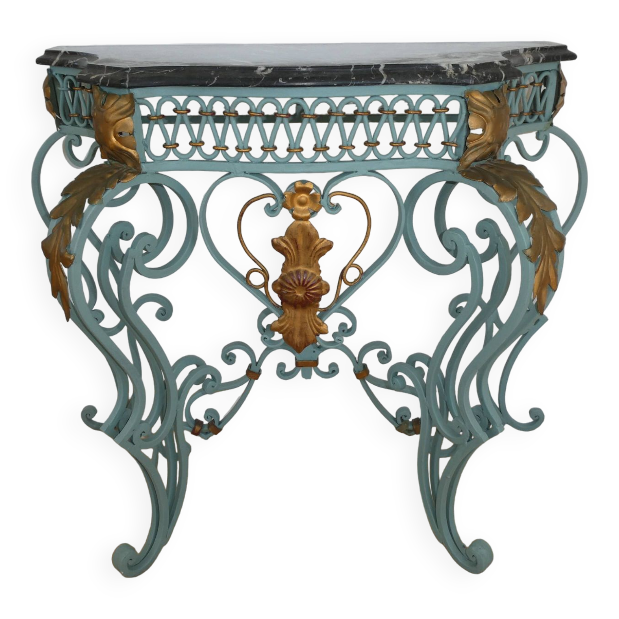 Magnificent Louis XV style iron and marble console
