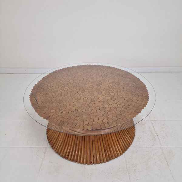 Table basse en bambou en forme de gerbe de blé par McGuire, États-Unis, vers 1970