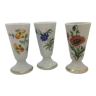 3 mazagrans porcelaine de Limoges René Caire décor fleurs des champs filet or