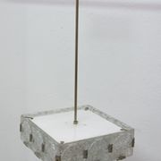 Glass and chromed steel pendant lamp by Kamenický Senov, 1970