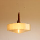 Early plastics cellulose and teak pendant lamp by John and Sylvia Reid for Rotaflex, UK, 1950s