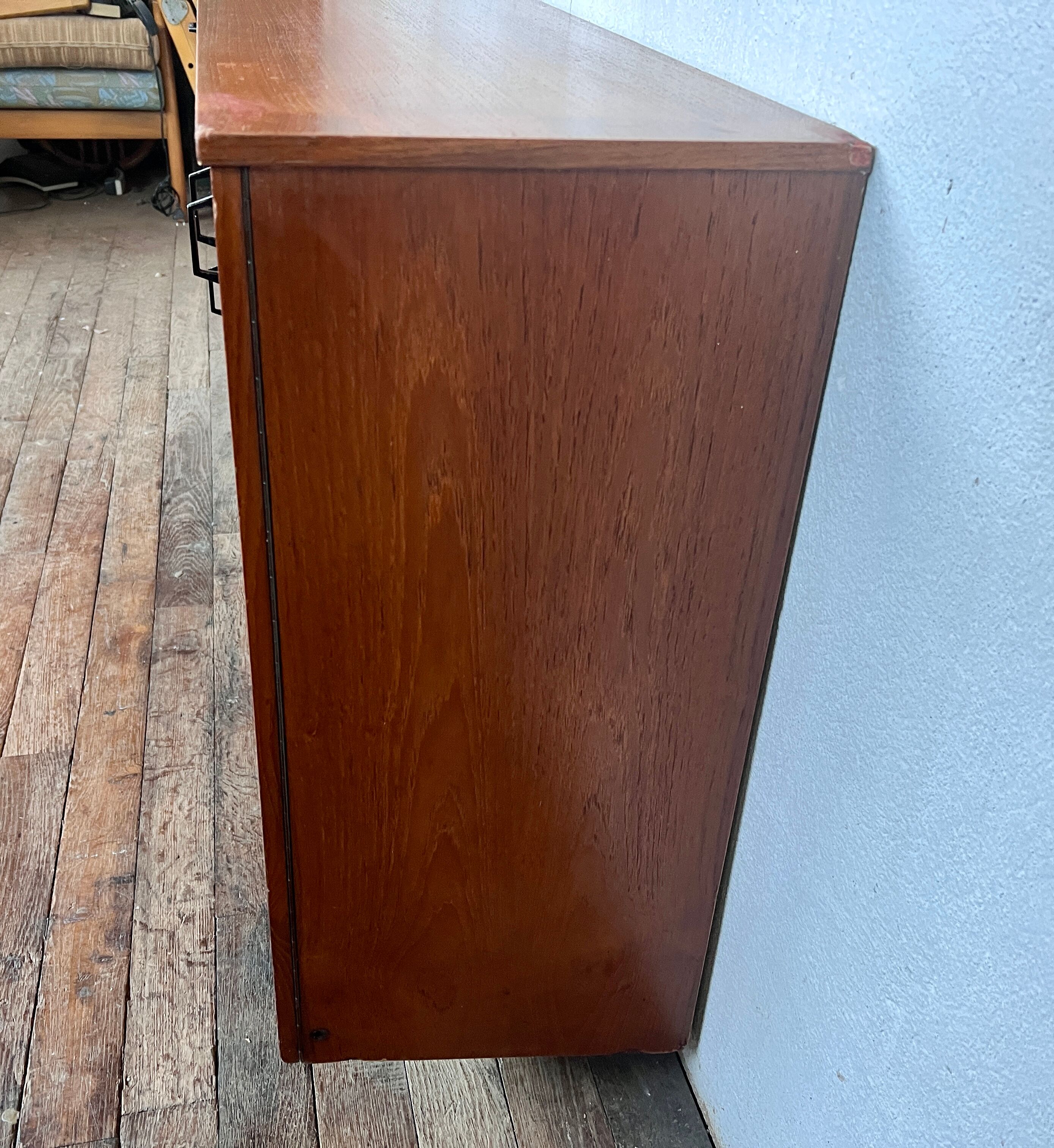 Vintage teak metal foot row