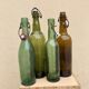 Lot 4 bottles old beers and lemonades blown glass and bistro porcelain