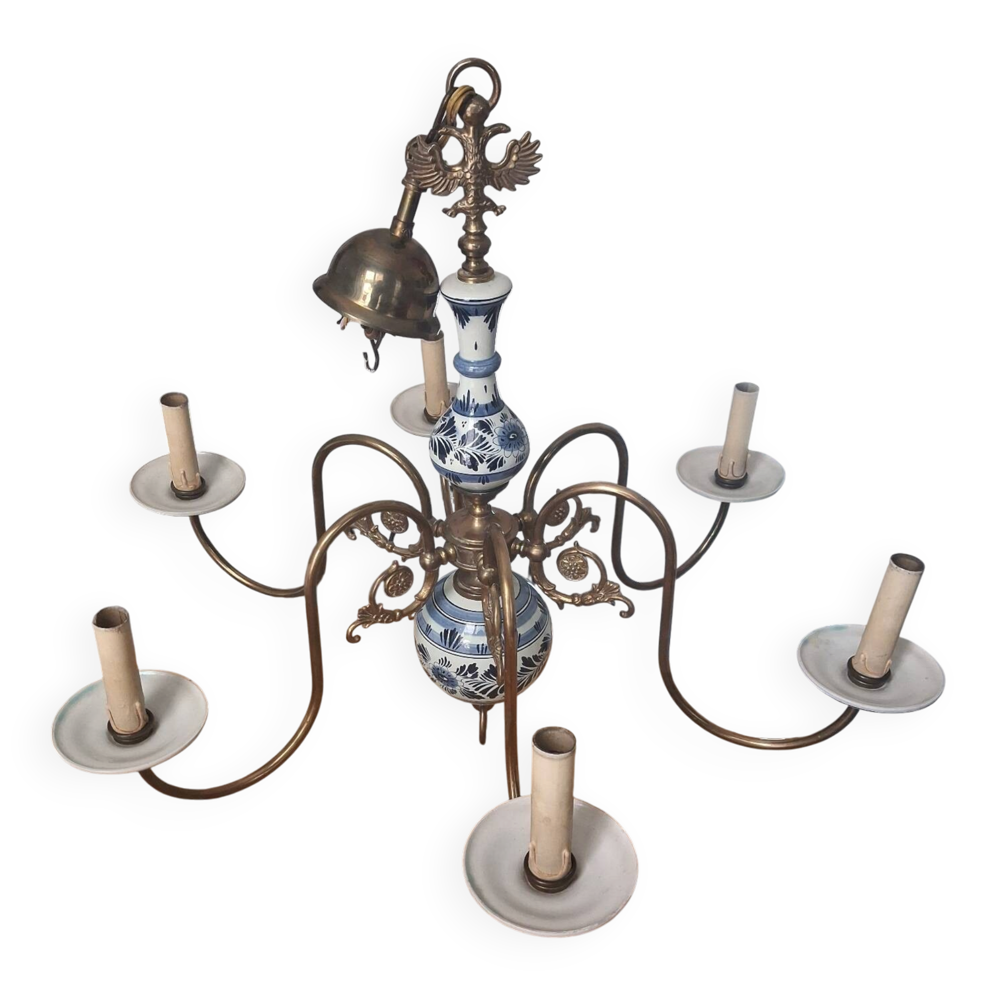 Lustrous 1950s brass porcelain