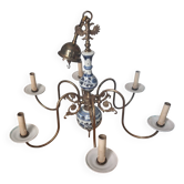 Lustre année 50 laiton porcelaine