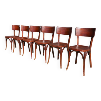 6 chaises Baumann dos large N°30 hêtre foncé
