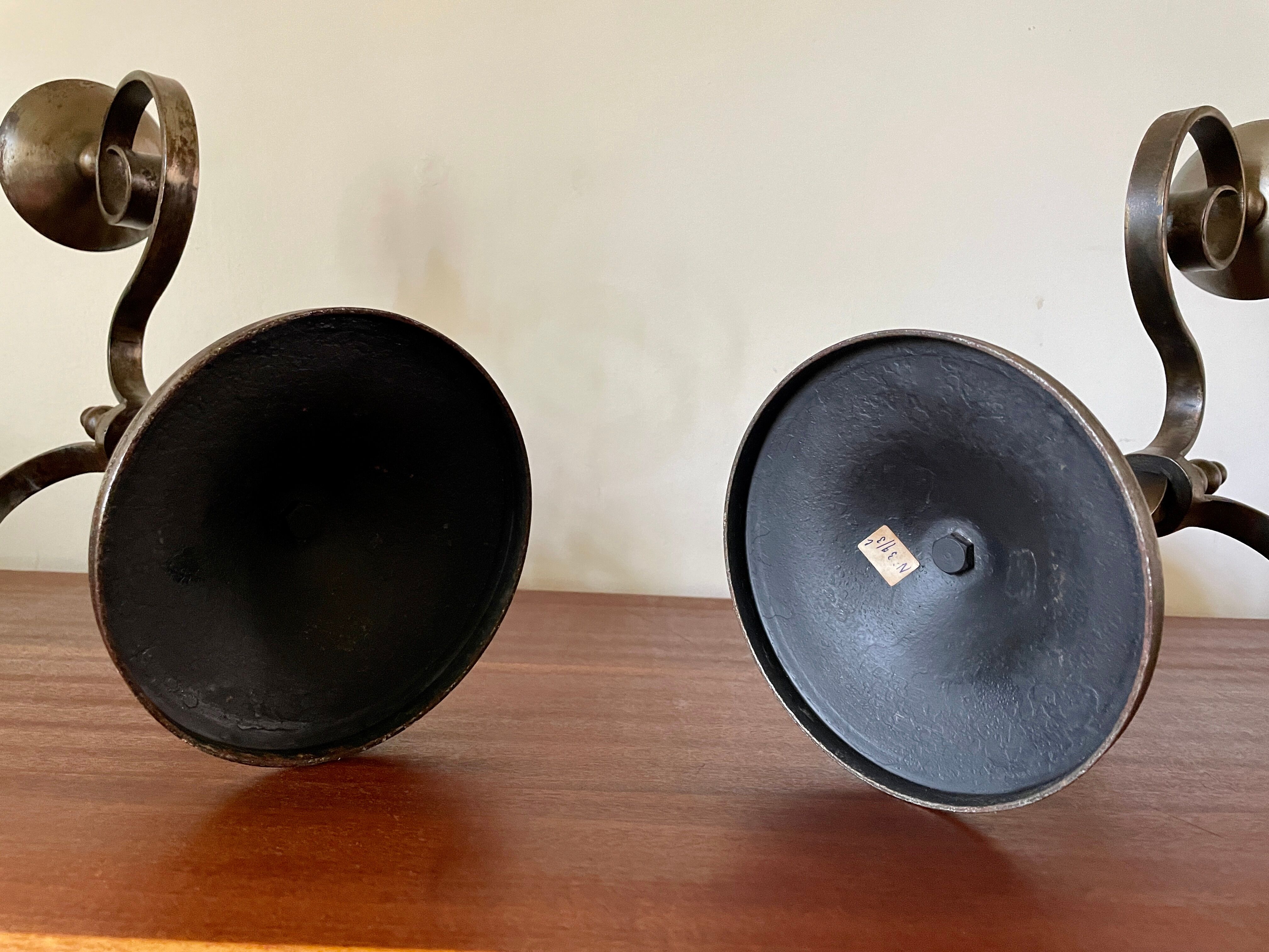 Pair of brutalist candelabra by Charles Piguet 1930