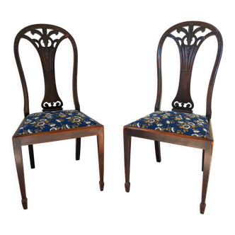 Pair of English Sheraton chairs in mahogany early twentieth century