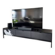 TV cabinet sideboard in metal, steel and leather, Réalto
