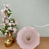 Pendant light, vintage lampshade in pink frosted glass