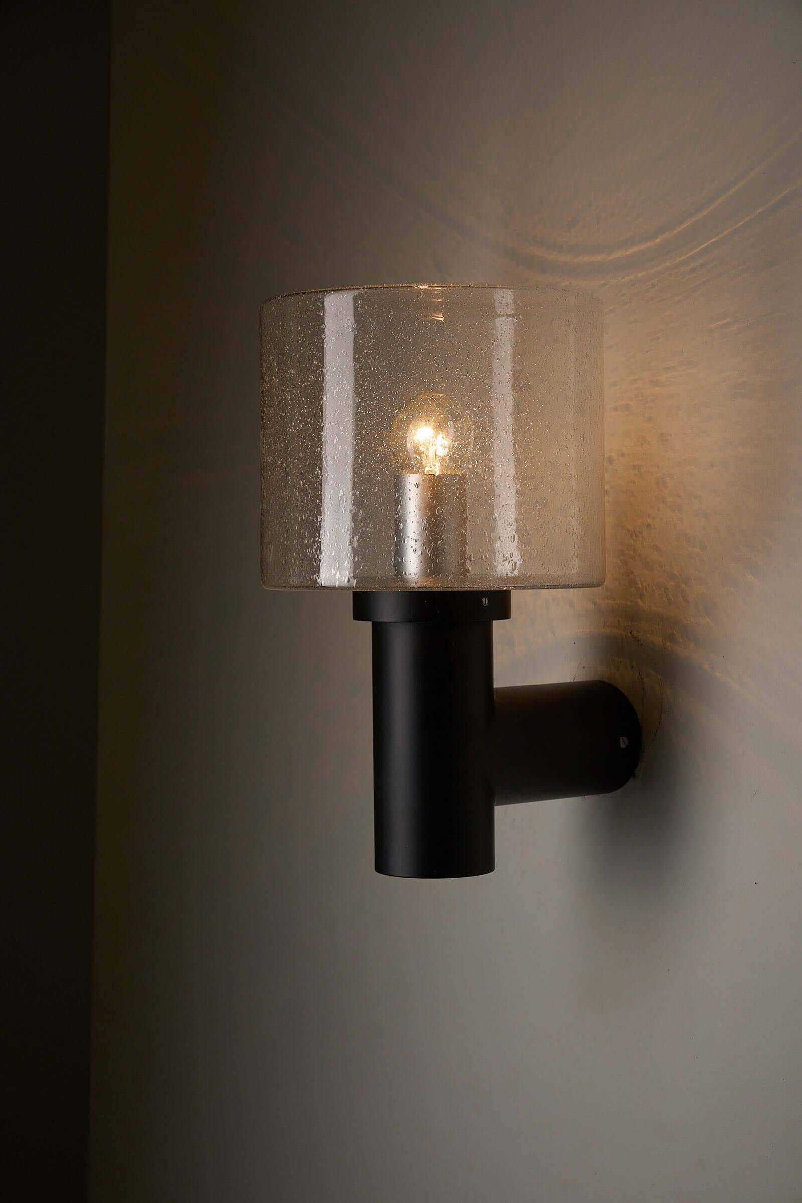 Glashütte Limburg conical bubble glass outdoor sconce