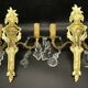 Pair of Louis XVI style tassel sconces, early 1900s - bronze & glass