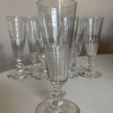 Set of 9 19th century champagne flutes with flat cut edges