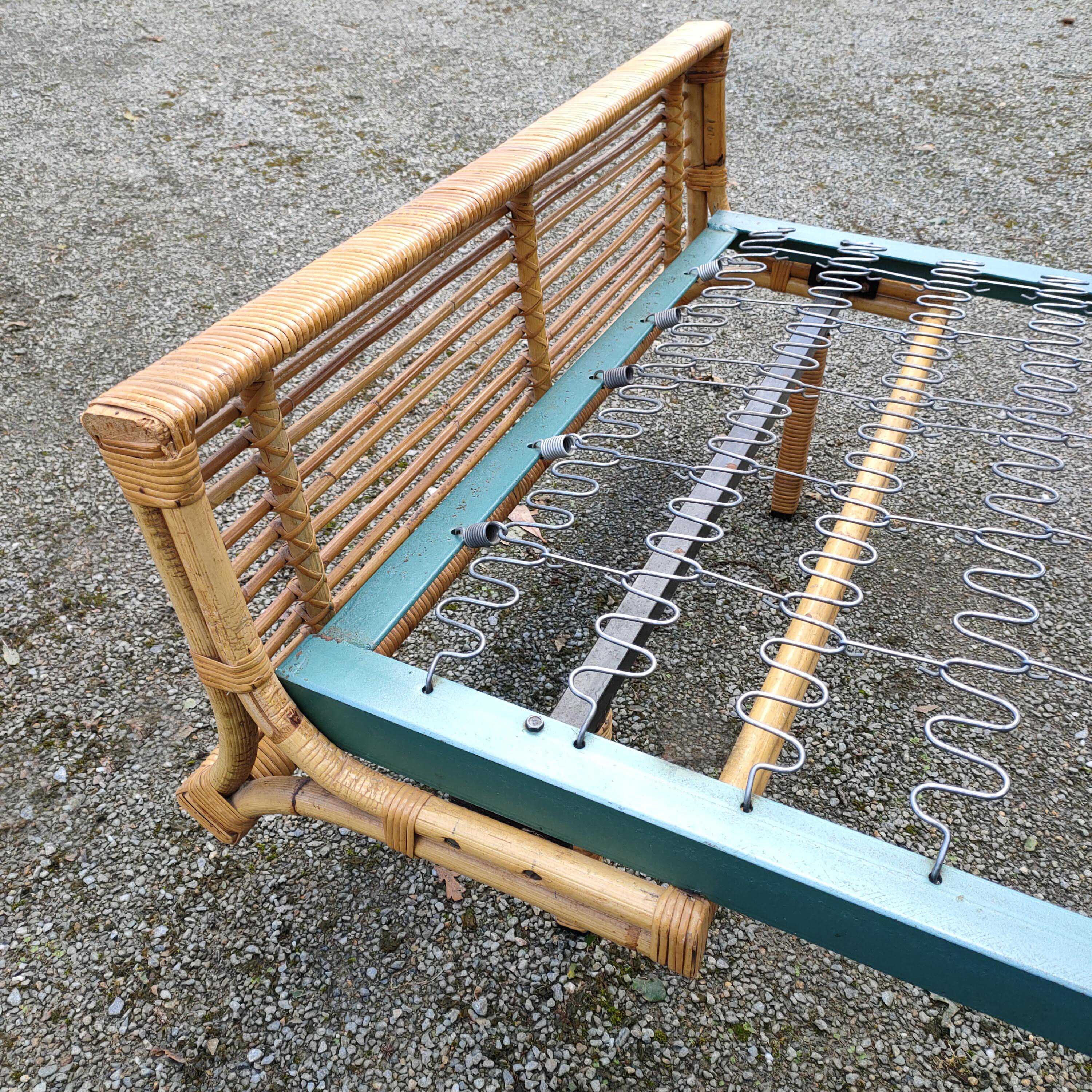 Vintage rattan bed and bedside
