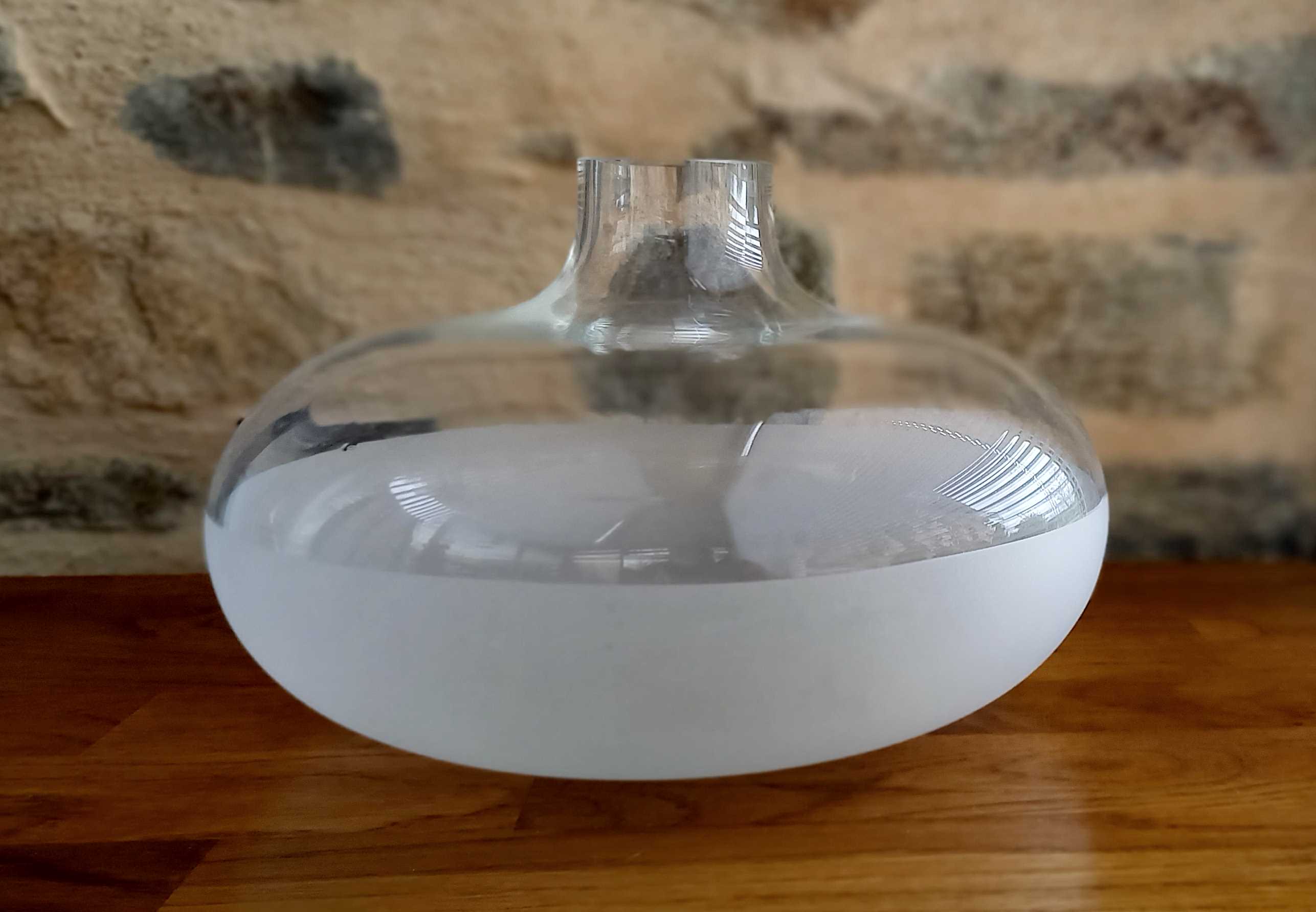 Glass flattened belly ball vase