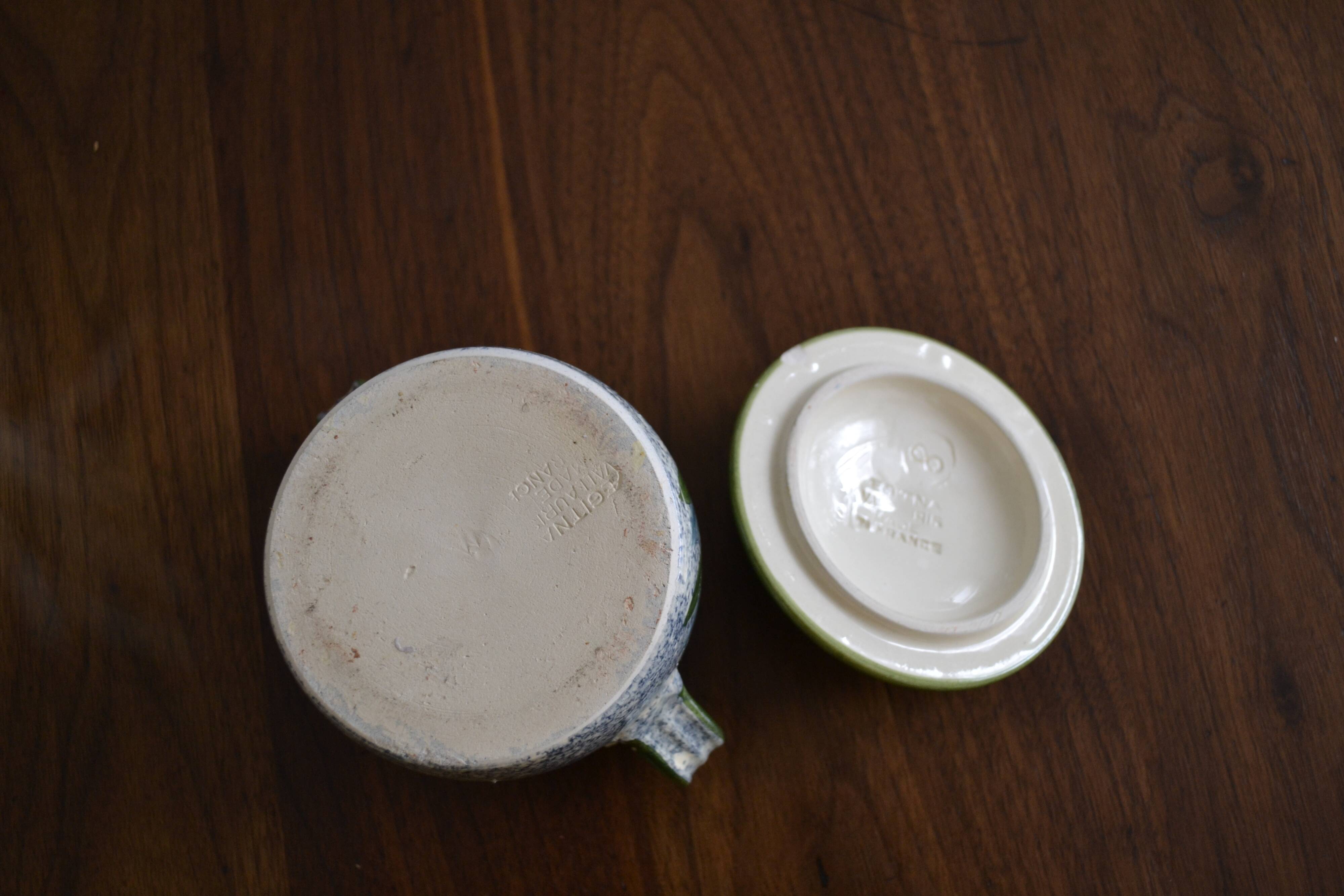 Pot Vallauris/ Aegitna blue and green olive pattern