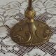 French Art Nouveau Brass Goose Neck Table Lamp White & Pink Glass Shade