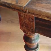 Antique solid walnut table with turned legs, france, late 19th century