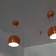 Paire de globes 70's en métal laqué orange.