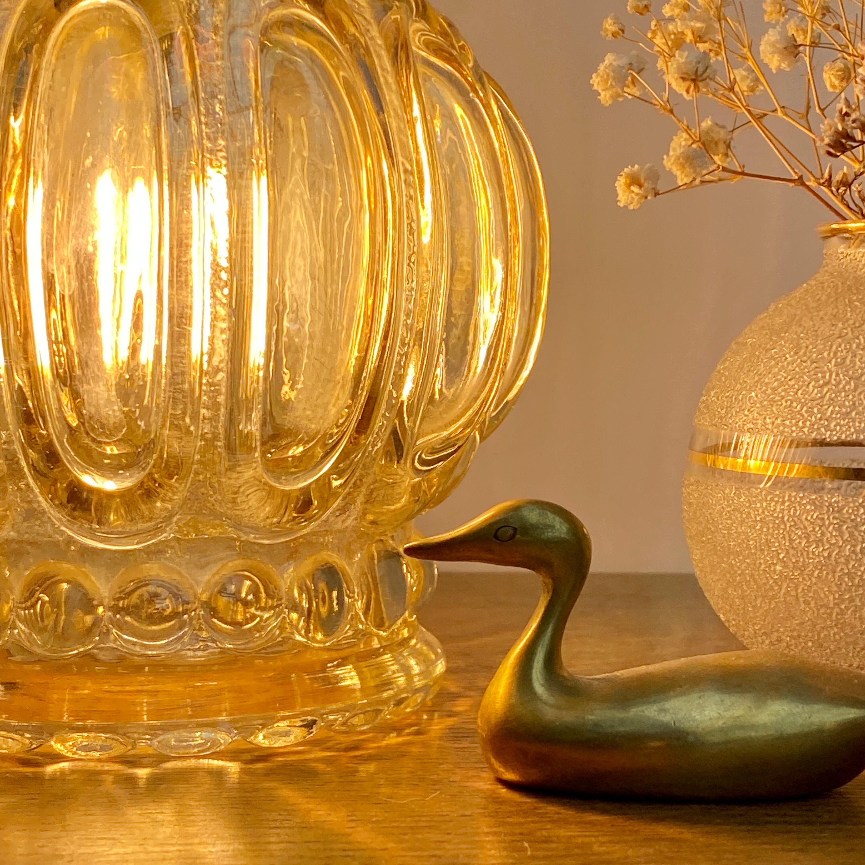 Vintage amber glass globe walker